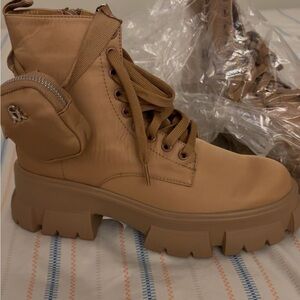 Steve Madden Camel Combat Boots with Chunky Sole
